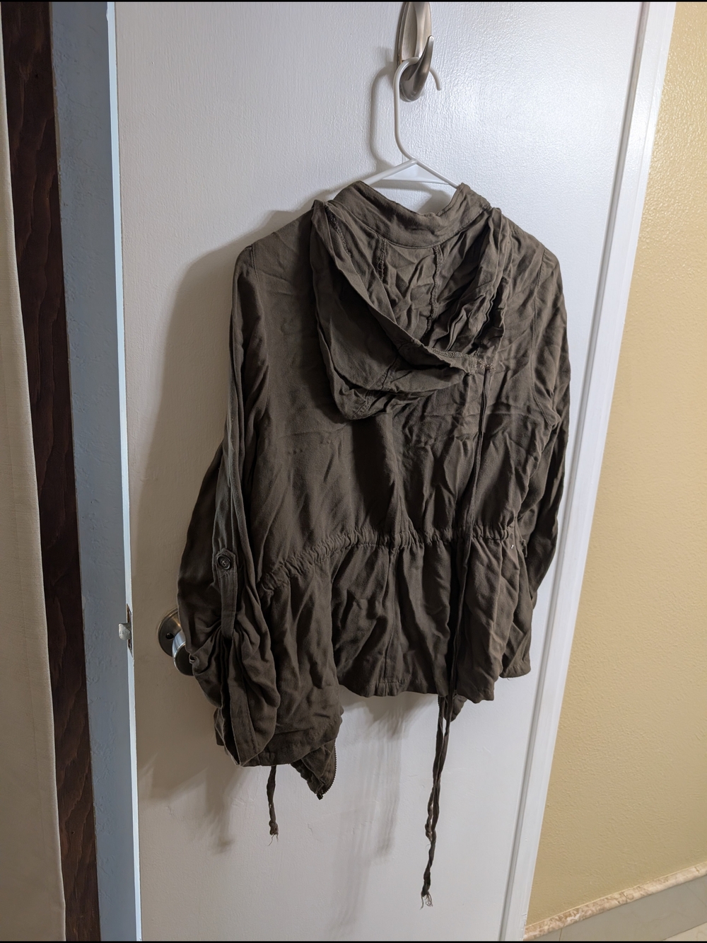 Wet Seal Olive Green Hooded Utility Jacket - Picture 3 of 4